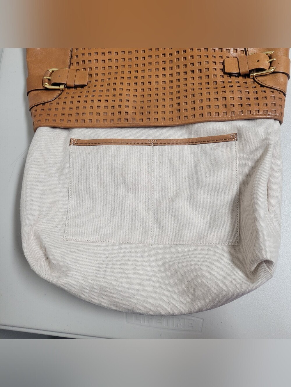 MICHAEL Michael Kors Yatcht Club Woven Leather Shoulder Bag. - Picture 8 of 16